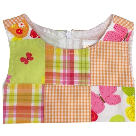 GYMBOREE Summer Dress Set Girl Size 3/6 Butterfly Plaid Patchwork Multicolor - Picture 3 of 11